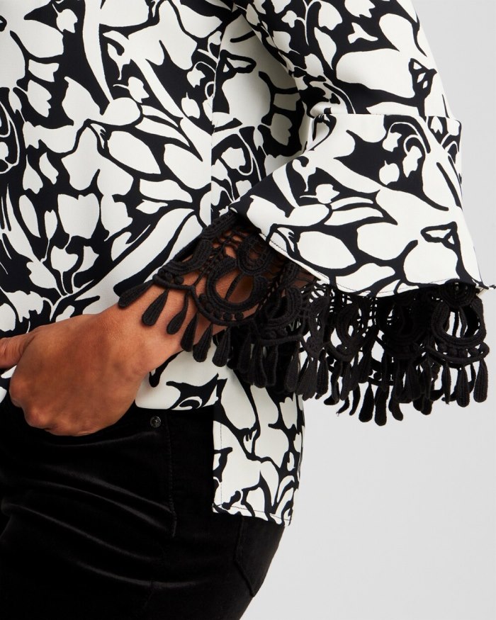Chicos Lace Detail Floral Top - Alabaster/Black Chicos Lace Detail Floral Top - Alabaster/Black