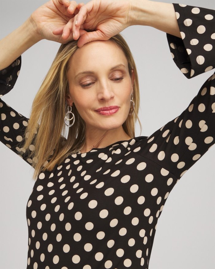 Chicos Touch of Cool Polka Dot Flare Tee - Smokey Taupe Chicos Touch of Cool Polka Dot Flare Tee - Smokey Taupe