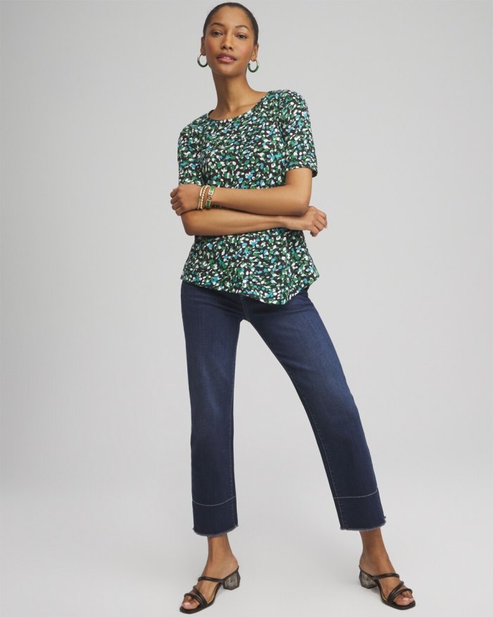 Chicos Dots Asymmetrical Elbow Sleeve Tee - Verdant Green Chicos Dots Asymmetrical Elbow Sleeve Tee - Verdant Green