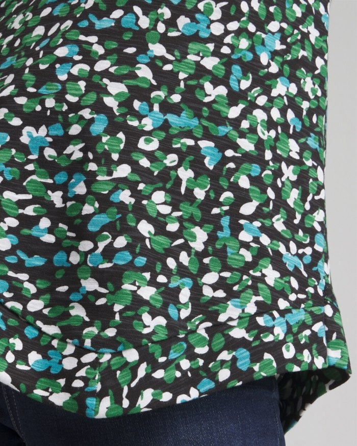 Chicos Dots Asymmetrical Elbow Sleeve Tee - Verdant Green Chicos Dots Asymmetrical Elbow Sleeve Tee - Verdant Green