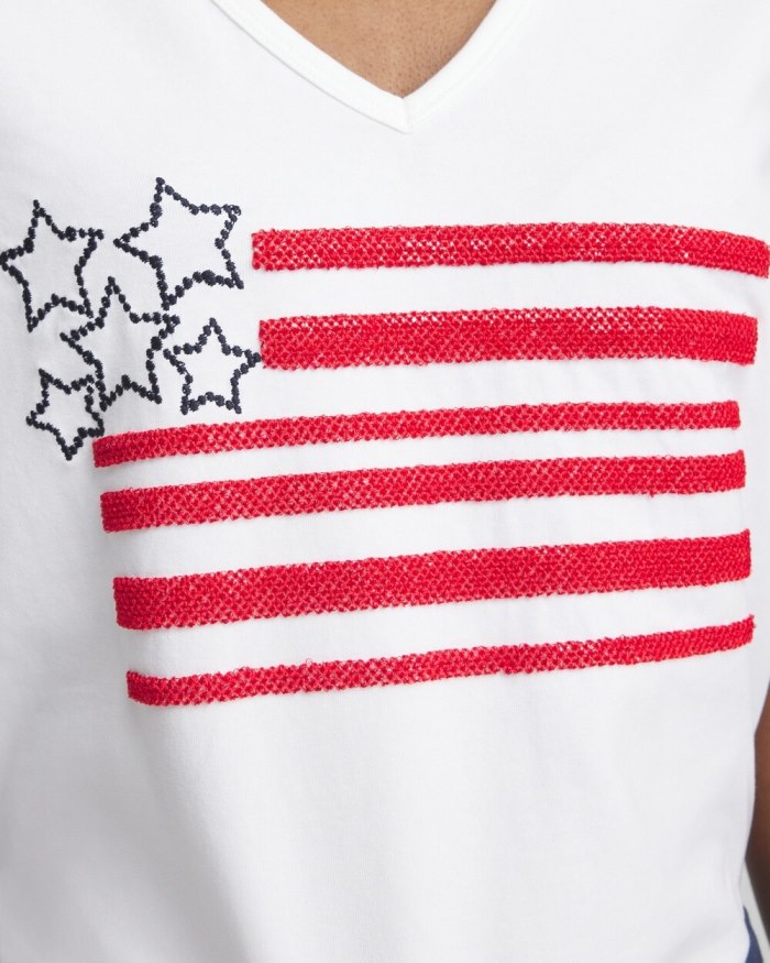 Chicos Embellished Flag Tee - Alabaster Chicos Embellished Flag Tee - Alabaster