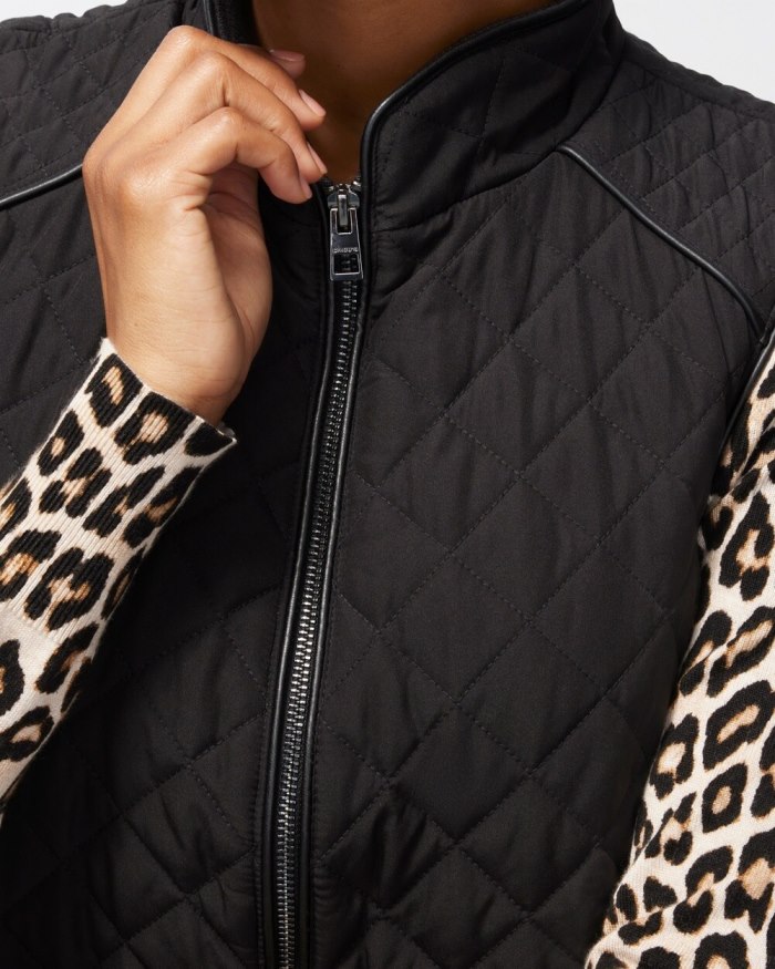 Chicos Rib Trim Quilted Vest - Smoked Paprika Chicos Rib Trim Quilted Vest - Smoked Paprika