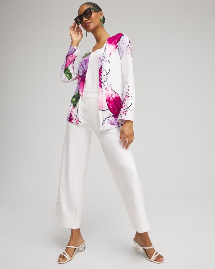 Chicos Spun Rayon Petals Flare Sleeve Cardigan - Magenta Rose Chicos Spun Rayon Petals Flare Sleeve Cardigan - Magenta Rose