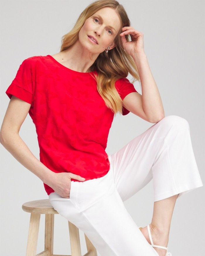 Chicos Zenergy Textured Star Top - Alabaster Chicos Zenergy Textured Star Top - Alabaster