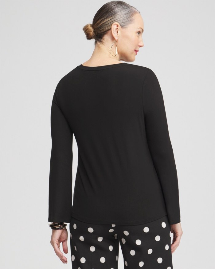 Chicos Touch of Cool Dots Flare Tee - Black Chicos Touch of Cool Dots Flare Tee - Black