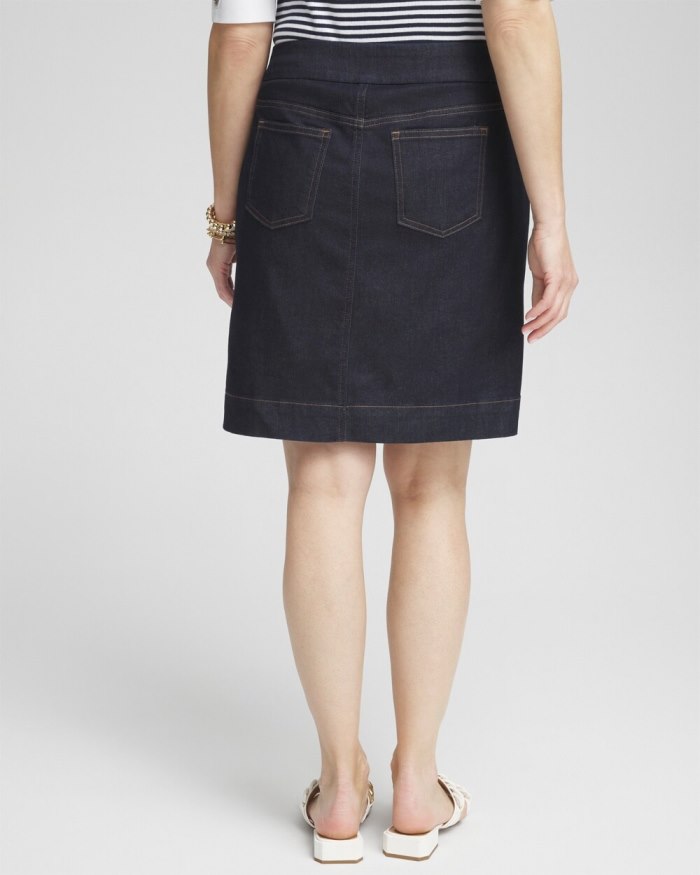Chicos Button Detail Pull-on Denim Skort - CRESTONE PEAK RINSE Chicos Button Detail Pull-on Denim Skort - CRESTONE PEAK RINSE