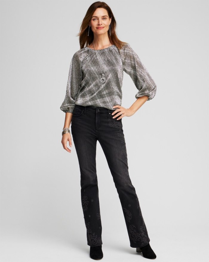 Chicos Dot Print Foil Crinkle Tee - Gold Chicos Dot Print Foil Crinkle Tee - Gold