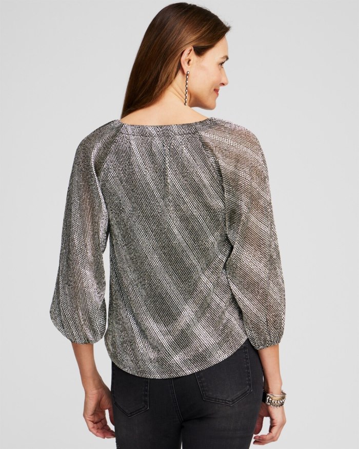 Chicos Dot Print Foil Crinkle Tee - Gold Chicos Dot Print Foil Crinkle Tee - Gold