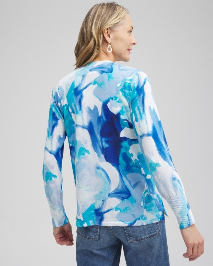 Chicos Summer Romance Watercolor Topper Cardigan - Intense Azure Chicos Summer Romance Watercolor Topper Cardigan - Intense Azure