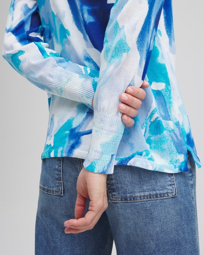 Chicos Summer Romance Watercolor Topper Cardigan - Intense Azure Chicos Summer Romance Watercolor Topper Cardigan - Intense Azure