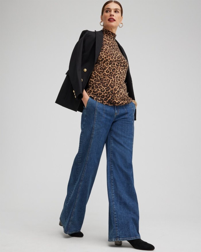 Chicos Cashmere Leopard Elbow Sleeve Sweater - Brown Chicos Cashmere Leopard Elbow Sleeve Sweater - Brown