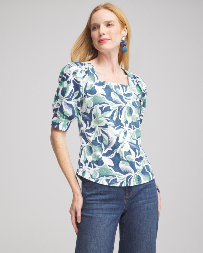 Chicos Floral Square Neck Top - Twisted Ivy Chicos Floral Square Neck Top - Twisted Ivy