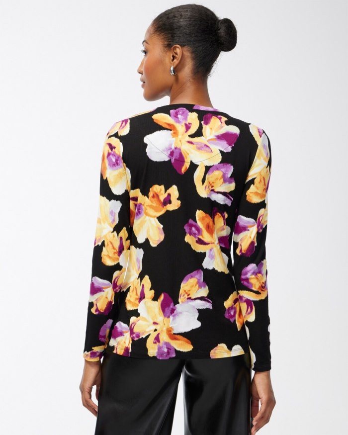 Chicos Touch of Cool Floral Layering Tee - Sweet Berry Chicos Touch of Cool Floral Layering Tee - Sweet Berry