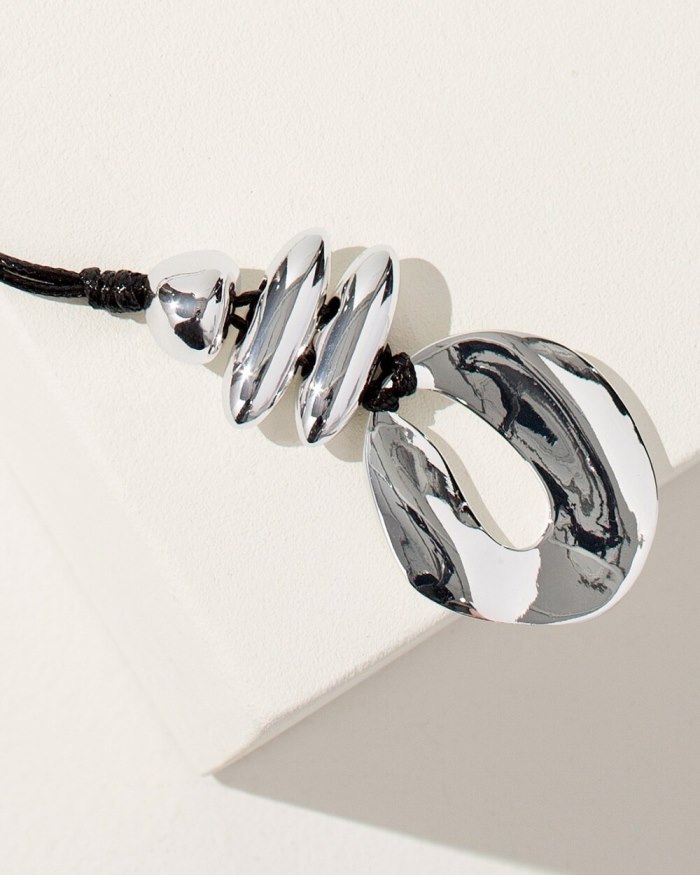 Chicos Silver Tone Adjustable Pendant Necklace - Silver Chicos Silver Tone Adjustable Pendant Necklace - Silver