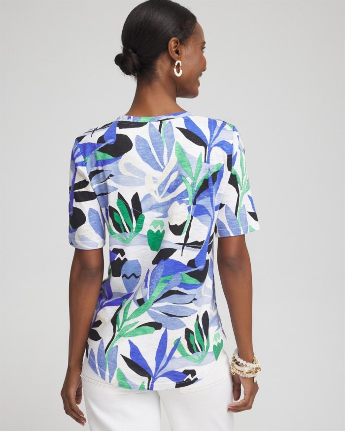 Chicos Floral Notch Neck Tee - GRASSY GREEN Chicos Floral Notch Neck Tee - GRASSY GREEN