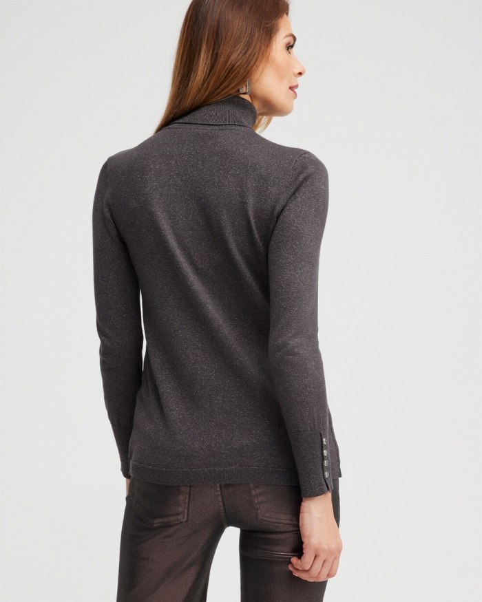 Chicos Grey Lurex Turtleneck Sweater - Pewter Chicos Grey Lurex Turtleneck Sweater - Pewter