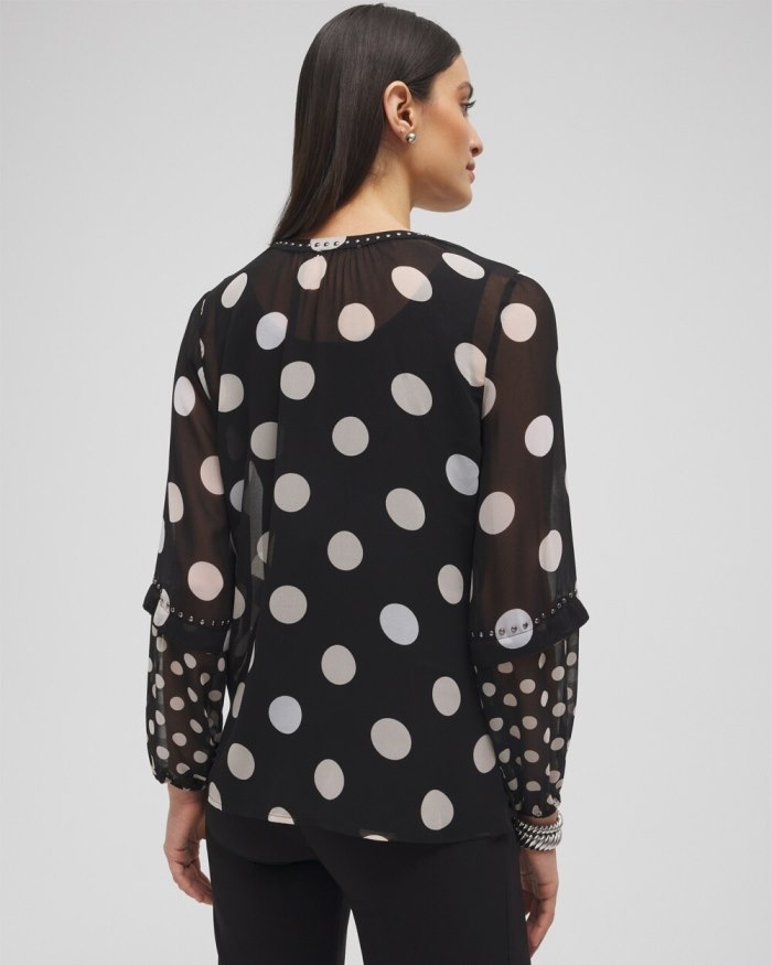 Chicos Studded Polka Dot Blouse - Black Chicos Studded Polka Dot Blouse - Black