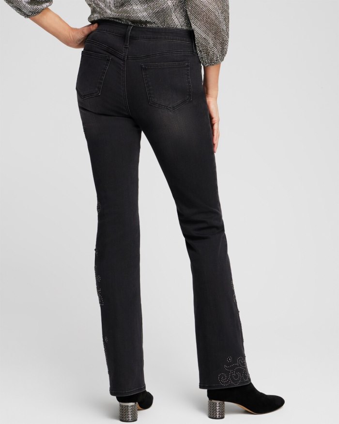 Chicos Girlfriend Studded Flare Jeans - Dark Mist Wash Chicos Girlfriend Studded Flare Jeans - Dark Mist Wash