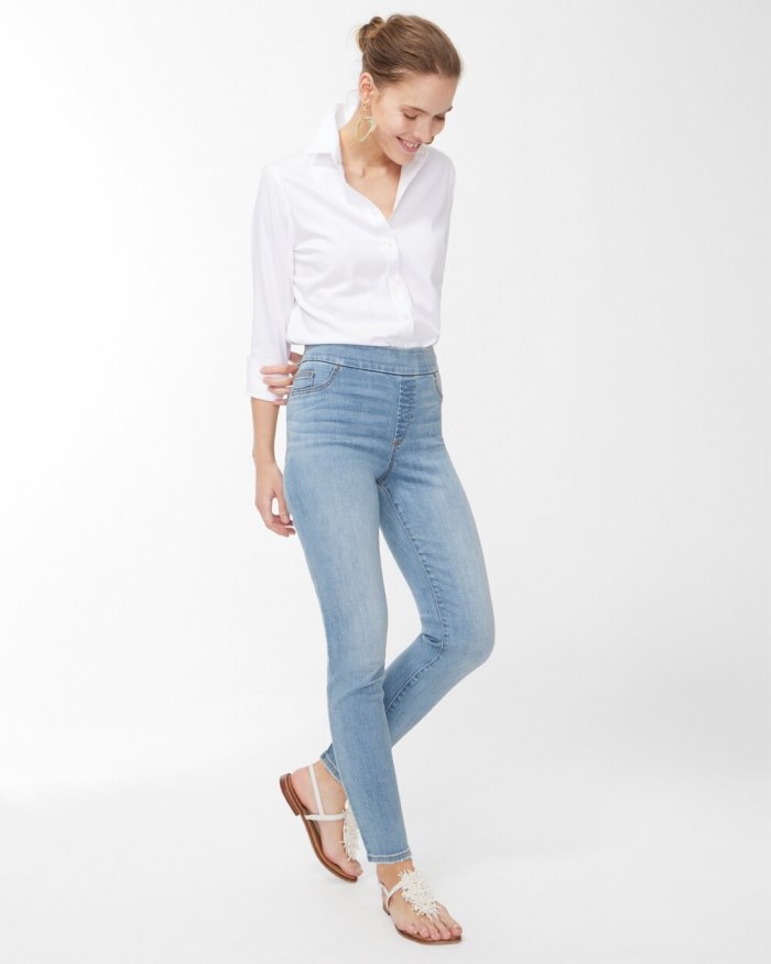 Chicos Pull-On Ankle Jeggings - Coral Reef Indigo Chicos Pull-On Ankle Jeggings - Coral Reef Indigo