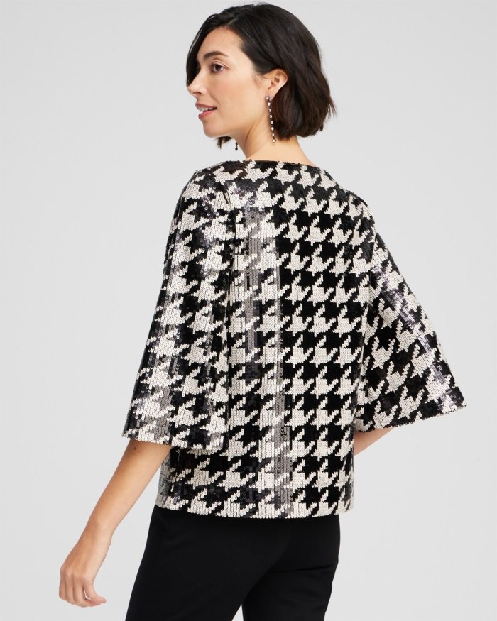 Chicos Sequin Houndstooth Tee - Black Chicos Sequin Houndstooth Tee - Black