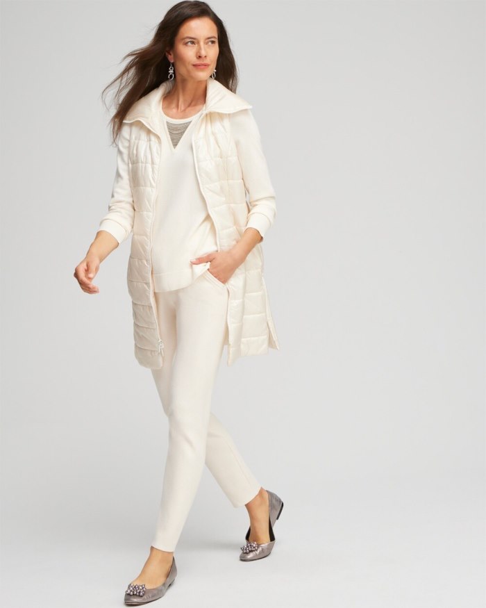 Chicos Zenergy Luxe Cashmere Blend Ball Chain Sweater - English Cream Chicos Zenergy Luxe Cashmere Blend Ball Chain Sweater - English Cream