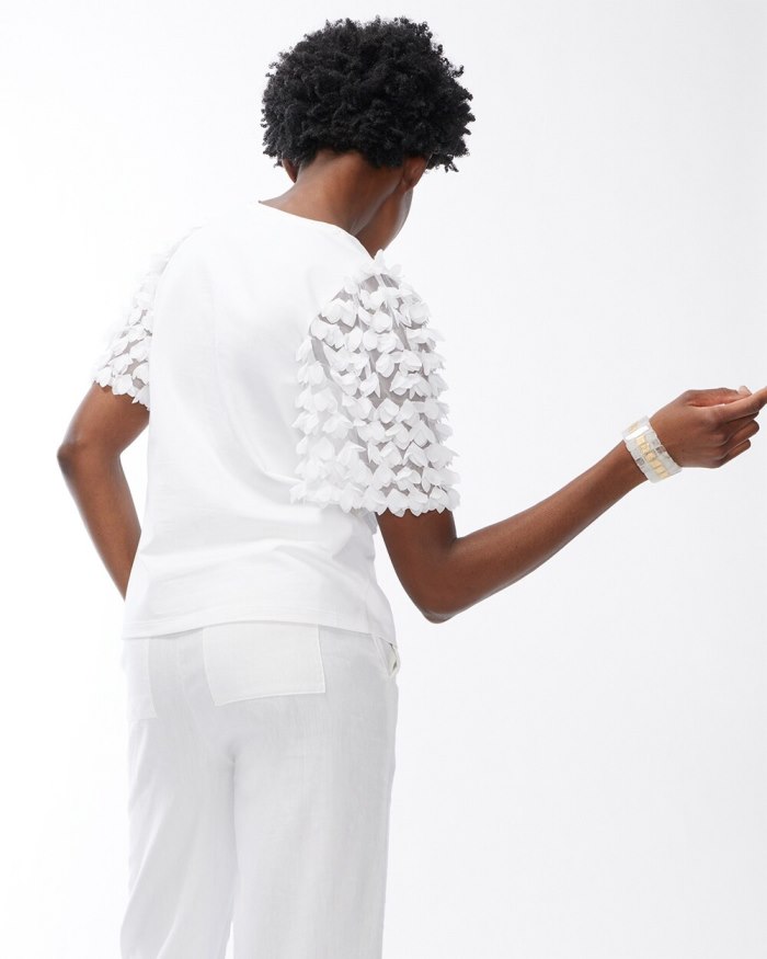 Chicos Applique Sleeve Tee - Alabaster Chicos Applique Sleeve Tee - Alabaster