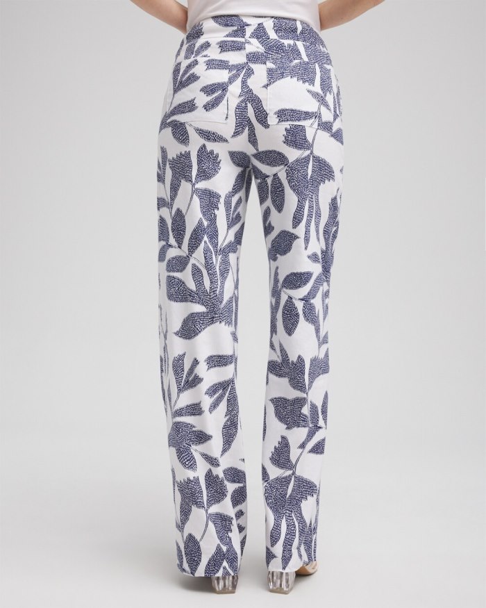 Chicos Linen Blend Leaf Print Pants - Alabaster/Evening Eclipse Chicos Linen Blend Leaf Print Pants - Alabaster/Evening Eclipse