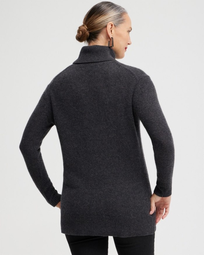 Chicos Cashmere Turtleneck Tunic Sweater - Black Chicos Cashmere Turtleneck Tunic Sweater - Black