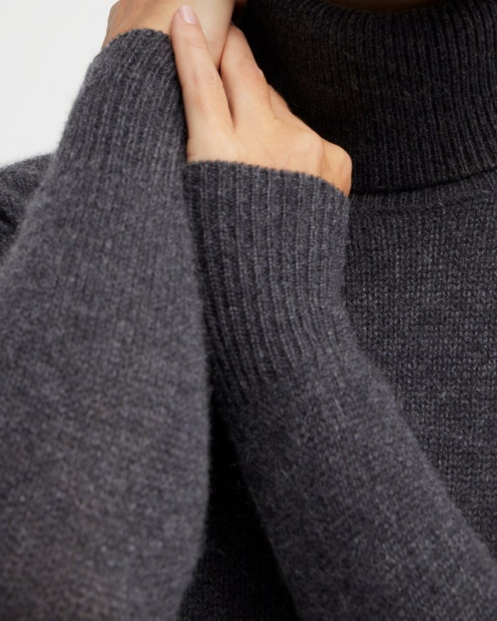 Chicos Cashmere Turtleneck Tunic Sweater - Black Chicos Cashmere Turtleneck Tunic Sweater - Black