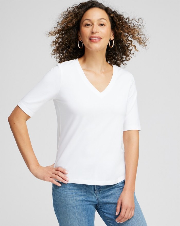 Chicos Perfect Elbow Sleeve Tee - Alabaster Chicos Perfect Elbow Sleeve Tee - Alabaster