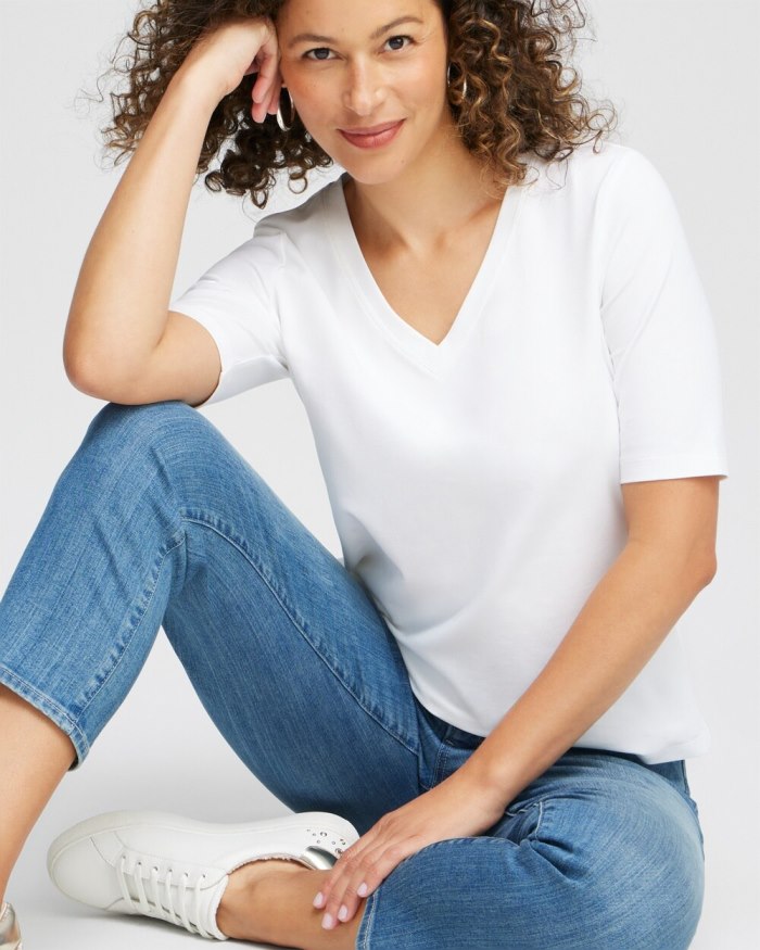 Chicos Perfect Elbow Sleeve Tee - Alabaster Chicos Perfect Elbow Sleeve Tee - Alabaster