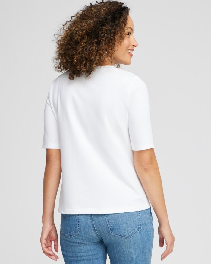 Chicos Perfect Elbow Sleeve Tee - Alabaster Chicos Perfect Elbow Sleeve Tee - Alabaster