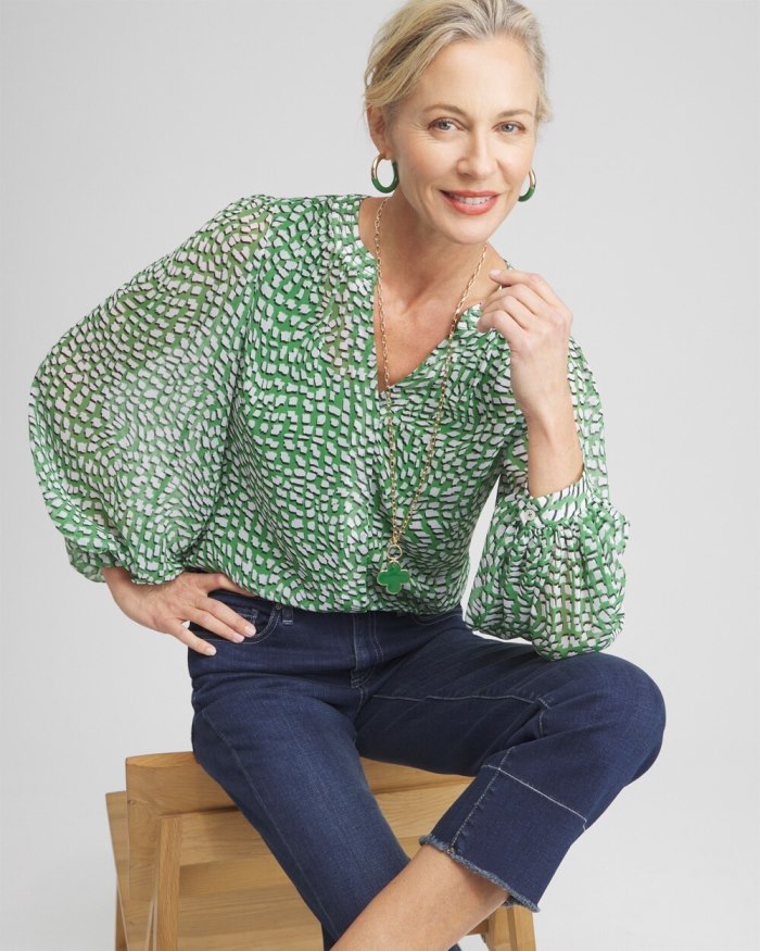 Chicos Abstract Print Blouse - Verdant Green Chicos Abstract Print Blouse - Verdant Green