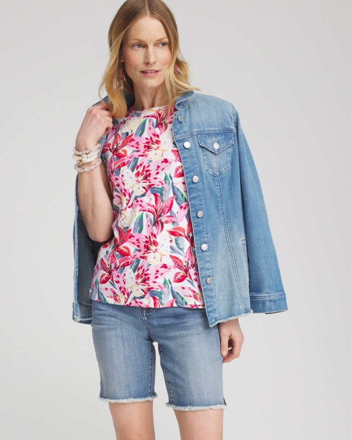 Chicos Island Button Detail Tank - Watermelon Punch Chicos Island Button Detail Tank - Watermelon Punch