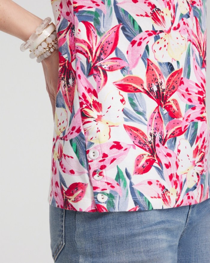Chicos Island Button Detail Tank - Watermelon Punch Chicos Island Button Detail Tank - Watermelon Punch