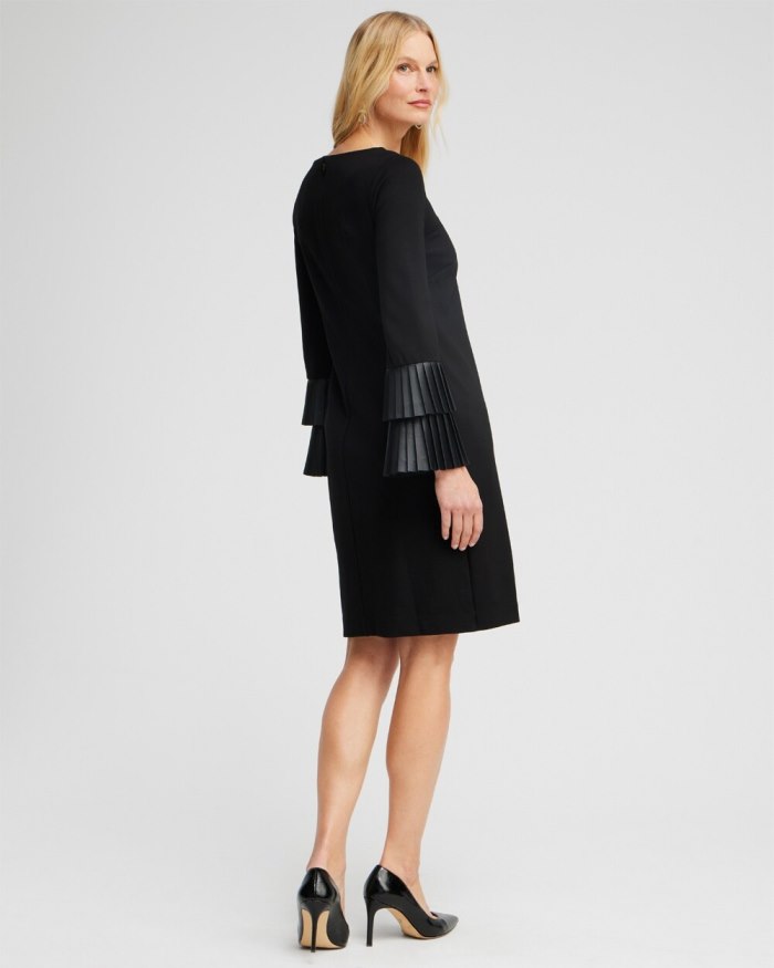 Chicos Ponte Faux Leather Cuff Dress - Black Chicos Ponte Faux Leather Cuff Dress - Black