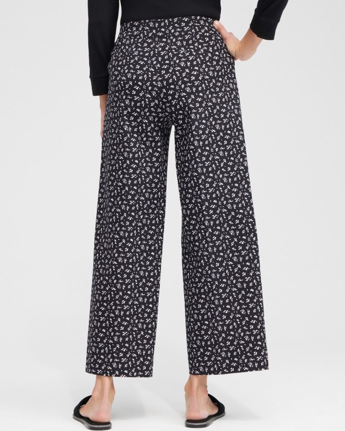 Chicos Brigitte Line Print Wide Leg Crops - Black/Alabaster Chicos Brigitte Line Print Wide Leg Crops - Black/Alabaster