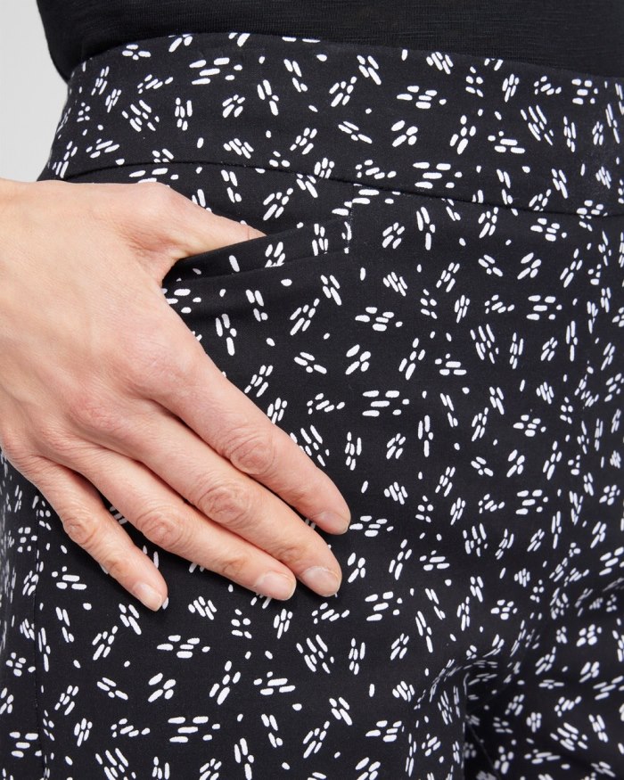 Chicos Brigitte Line Print Wide Leg Crops - Black/Alabaster Chicos Brigitte Line Print Wide Leg Crops - Black/Alabaster