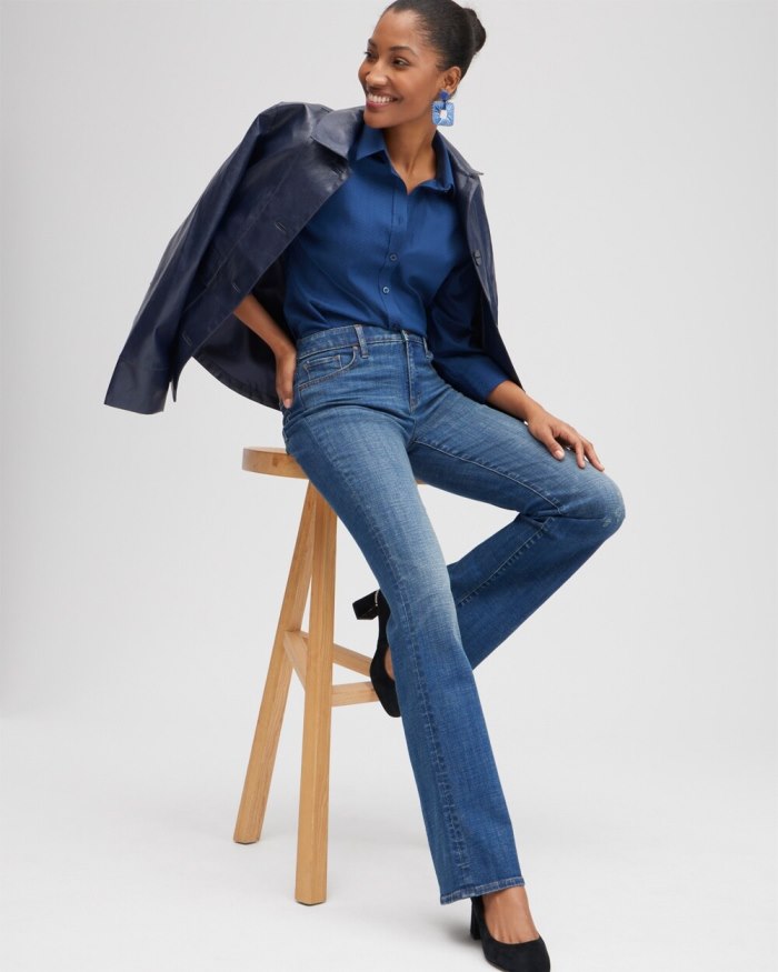 Chicos No Iron Stretch Double CC Shirt - Azores Blue Chicos No Iron Stretch Double CC Shirt - Azores Blue