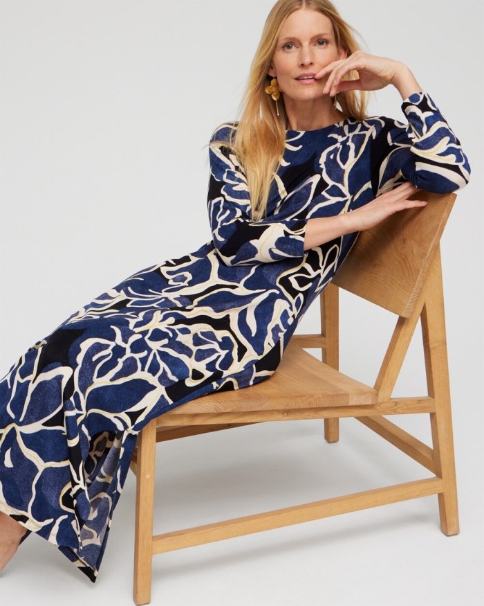 Chicos Travelers Floral Maxi Dress - Azores Blue Chicos Travelers Floral Maxi Dress - Azores Blue