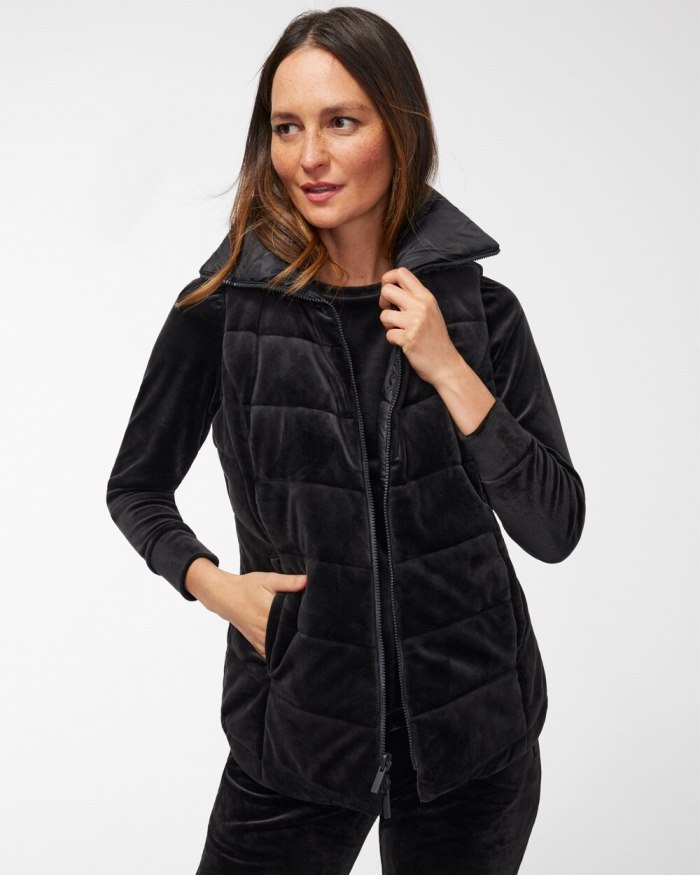 Chicos Zenergy Velour Reversible Vest - Black Chicos Zenergy Velour Reversible Vest - Black