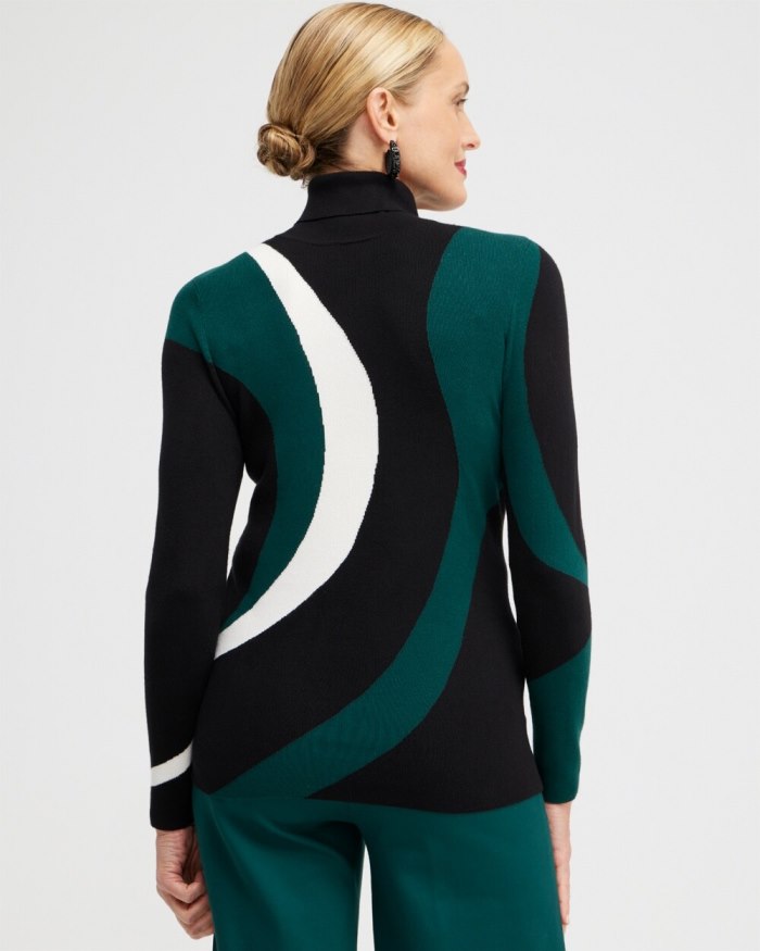 Chicos ECOVERO Intarsia Turtleneck Sweater - Black Chicos ECOVERO Intarsia Turtleneck Sweater - Black