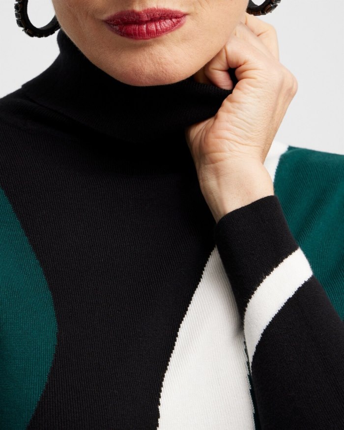 Chicos ECOVERO Intarsia Turtleneck Sweater - Black Chicos ECOVERO Intarsia Turtleneck Sweater - Black