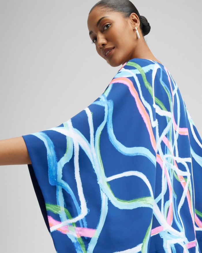 Chicos Abstract Lines Poncho - Classic Navy Chicos Abstract Lines Poncho - Classic Navy