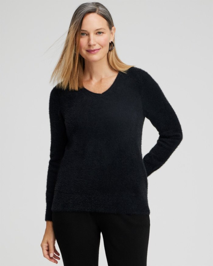 Chicos Zenergy Eyelash Sweater - Black Chicos Zenergy Eyelash Sweater - Black
