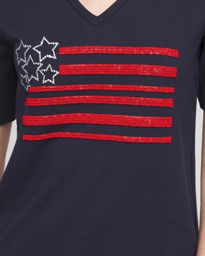 Chicos Embellished Flag Tee - Classic Navy Chicos Embellished Flag Tee - Classic Navy