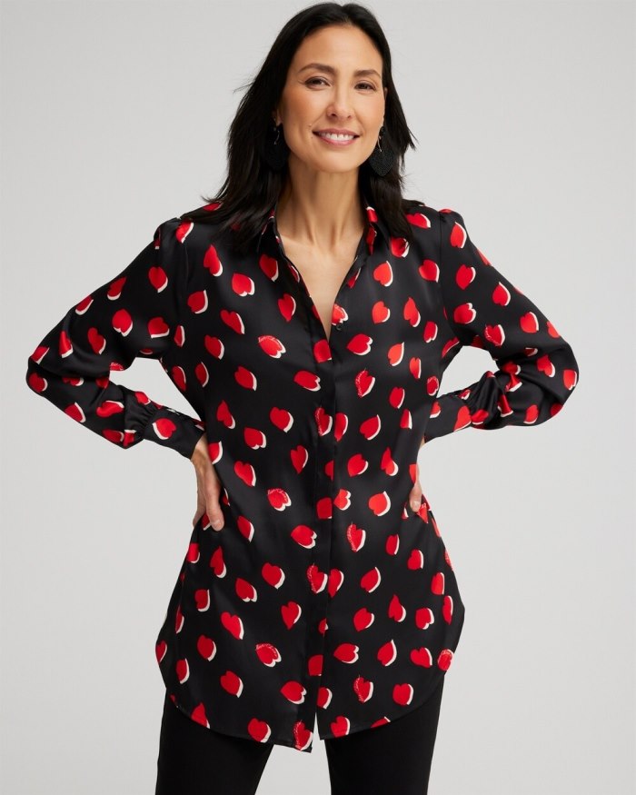 Chicos Heart Print Tunic - Black Chicos Heart Print Tunic - Black