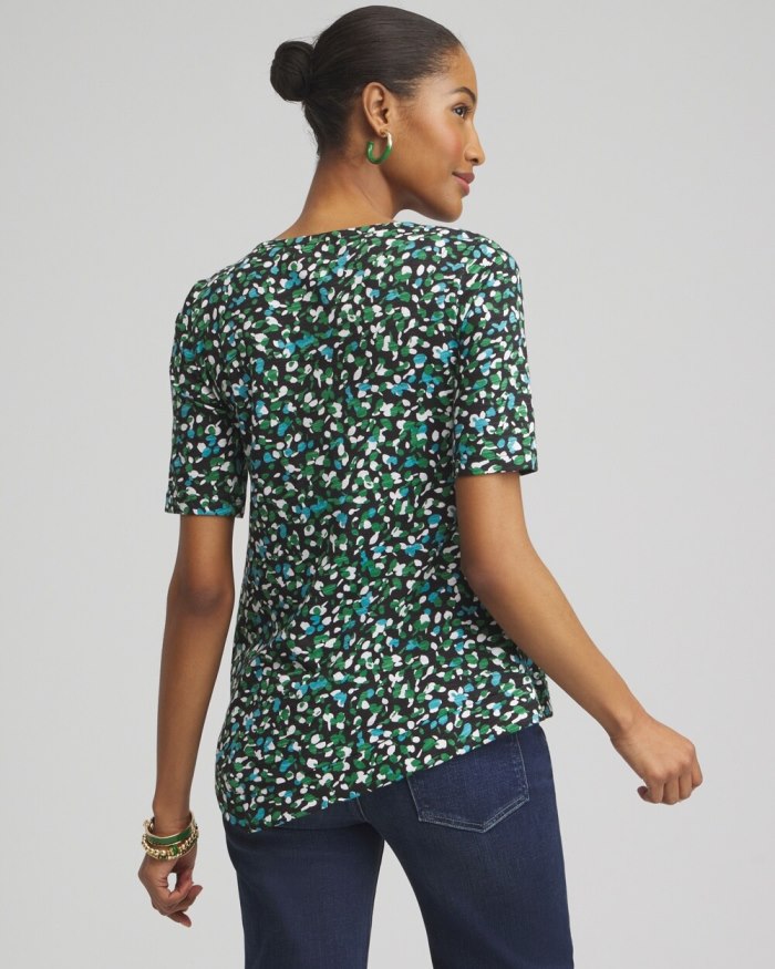 Chicos Dots Asymmetrical Elbow Sleeve Tee - Verdant Green Chicos Dots Asymmetrical Elbow Sleeve Tee - Verdant Green