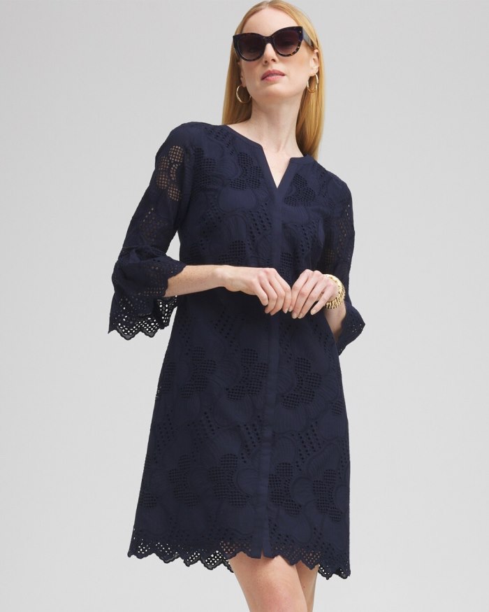 Chicos Lace Shift Dress - Classic Navy Chicos Lace Shift Dress - Classic Navy