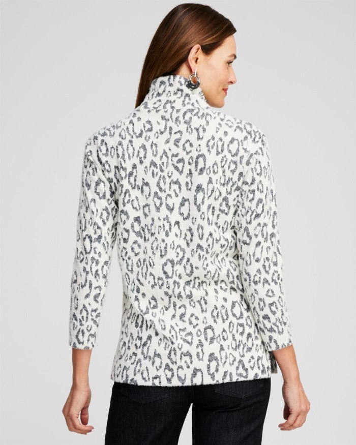 Chicos Leopard Print Cozy Mock Neck Tee - Black Chicos Leopard Print Cozy Mock Neck Tee - Black